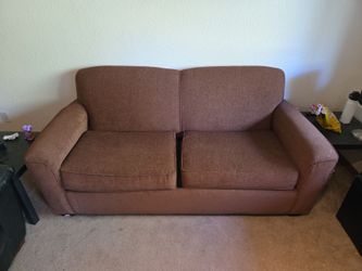 Brown Fabric Two-Seat Loveseat Sofa