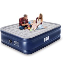 Full Air Mattress with Built in Pump,18" Raised Blow up Air Bed,3 Mins Quick Self-Inflation/Deflation,600lbs Max, Strong Support,Foldable Inflatable M