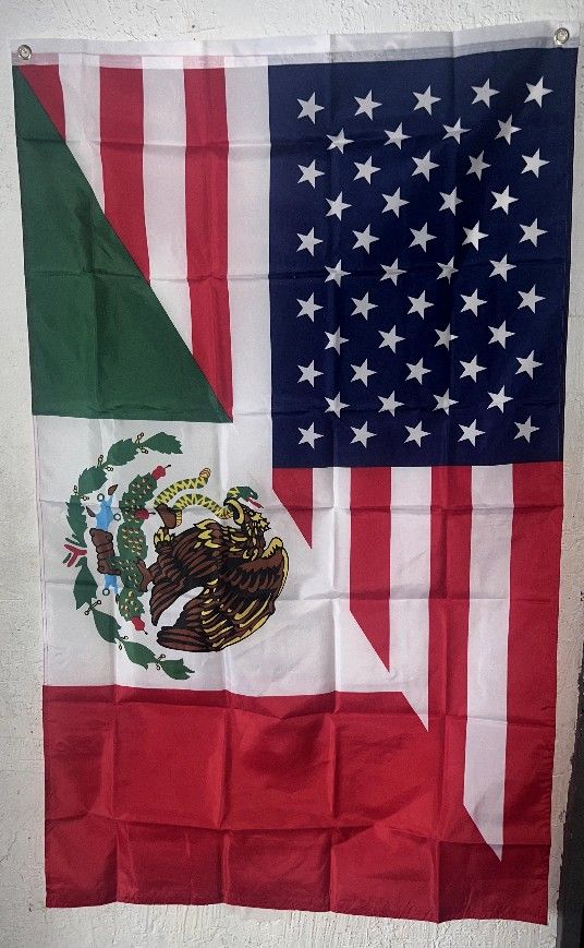 Half Mexico Half United States Flag