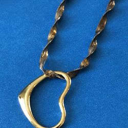 17” yellow heart necklace pendant sterling silver, Italian Chain