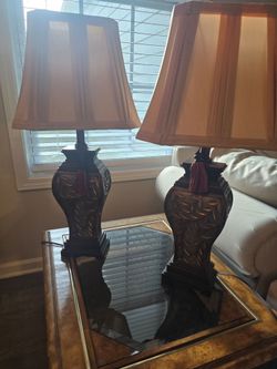 Matching Traditional Table Lamps with Shades (Pair)