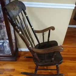 SOLID WOOD ROCKING CHAIR...... CHECK OUT MY PAGE FOR MORE ITEMSThe Arms of Chair Could Use a Little Tighting, Other Wise in Great Condition.. ..... MA