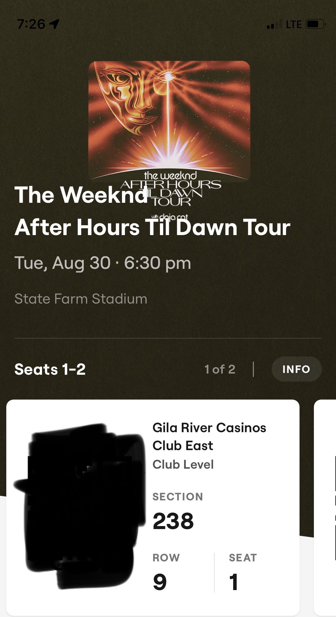 The Weeknd After Hours Tour- 2 Tickets. Glendale AZ