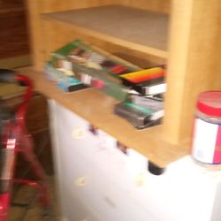 Brown TV Stand One Missing Wheel 