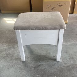 Small White Stool With Storage 