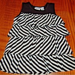 Polly Flinders Girls 6X Black & White Striped Top