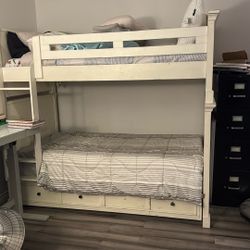 White Bunk Beds With Trundle For A Third Mattress