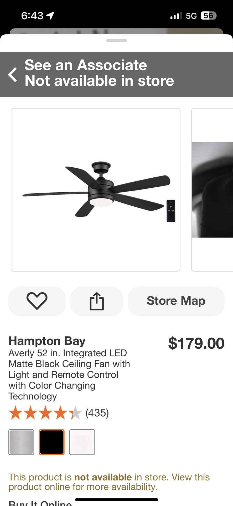 Hampton Bay Averly 52 in. Integrated LED Matte Black Ceiling Fan with Light and Remote Control with Color Changing Technology