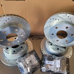 2001 TO 2005 Tahoe Drill Slot Rotors Plus Ceramic Pads fits Tahoe Yukon Escalade Denali Front And Rear INSTALLATION AVAILABLE 