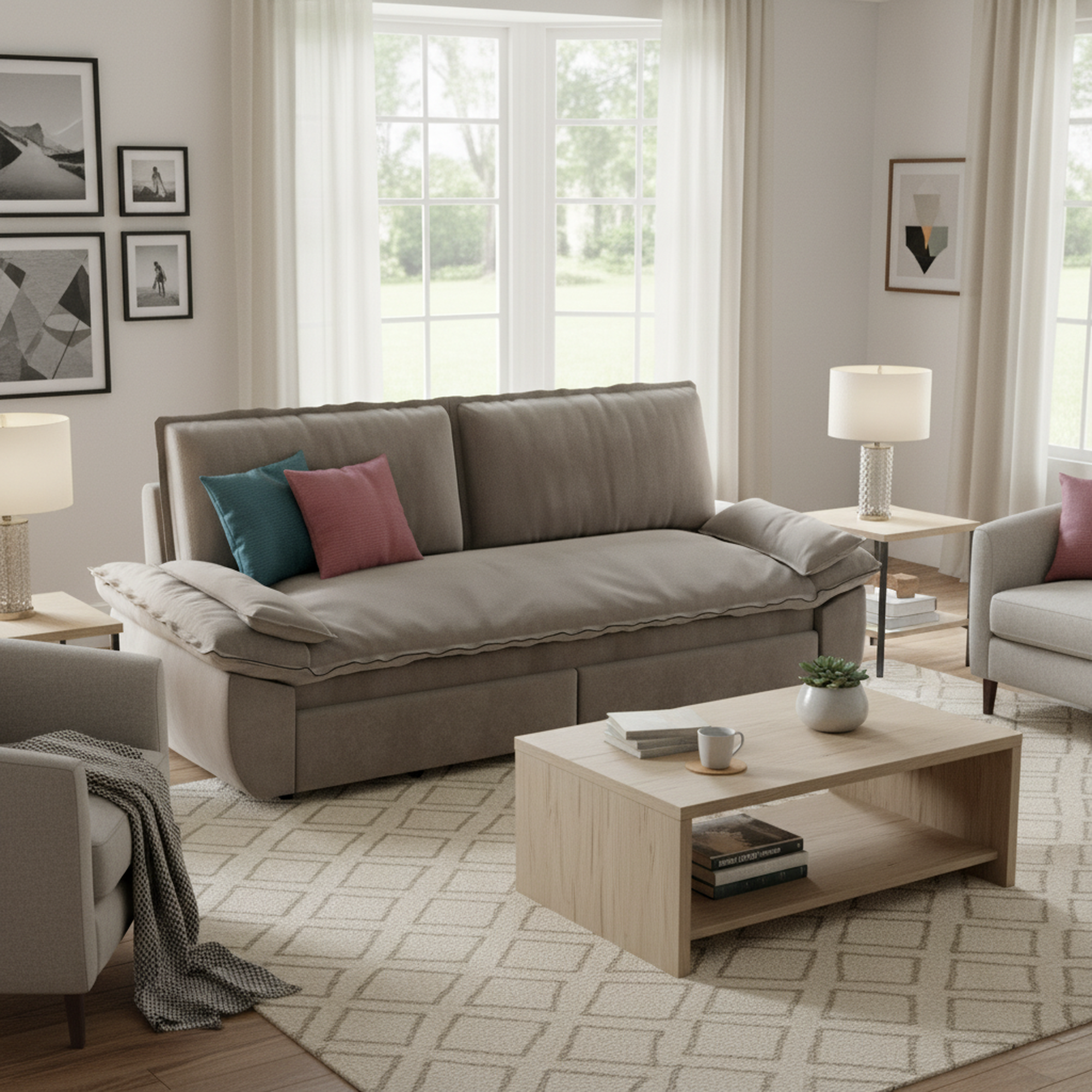 Alameda 73" Modern Velvet Queen Pull-Out Sleeper Sofa Bed with Wide Armrests