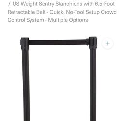 2 x US Weight Sentry Stanchions with 6.5-Foot Retractable Belt - Quick, No-Tool Setup Crowd Control System