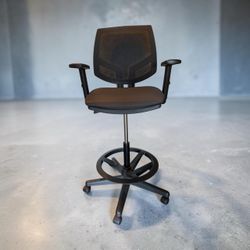 Black Mesh Drafting Chair with Footrest