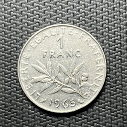 1965 One Franc Coin 