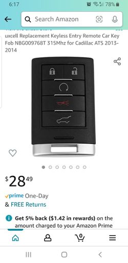 Replacement Keyless Entry Remote Car Key Fob NBG009768T 315Mhz for Cadillac ATS 2013-2014

