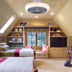 Ceiling Fan with Lights Low Profile Modern Small Ceiling Fans with LED Lights and Remote Control for Bedroom, Wihte Flush Mount Enclosed Ceiling Light