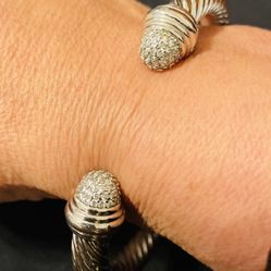 David Yurman Cable Cuff Bracelet – Diamond End Caps