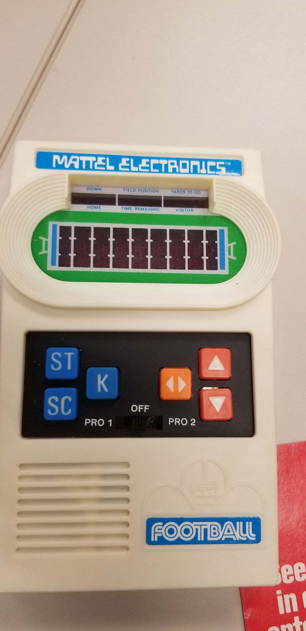 Mattel 1977 Electronics Football game with box and instructions