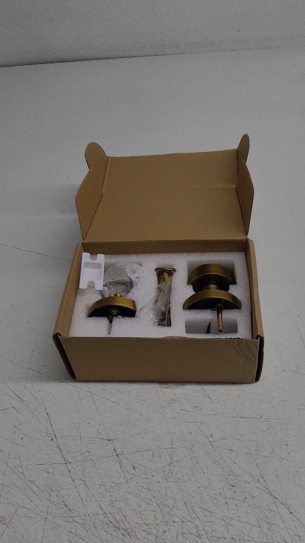 Antique Brass Privacy Door Knobs Interior with Lock, Old Style Round Door Knob Vintage Door Handle for Bedroom Bathroom Lockable Door Knob (1 Pack Pri