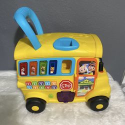 Cocomelon Bus It plays music and says the ABCs and counts numbers Everything works good. Perfect for kids to learn