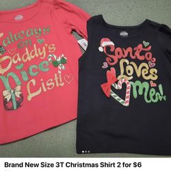 2 Brand New 3T Girls Christmas Shirt