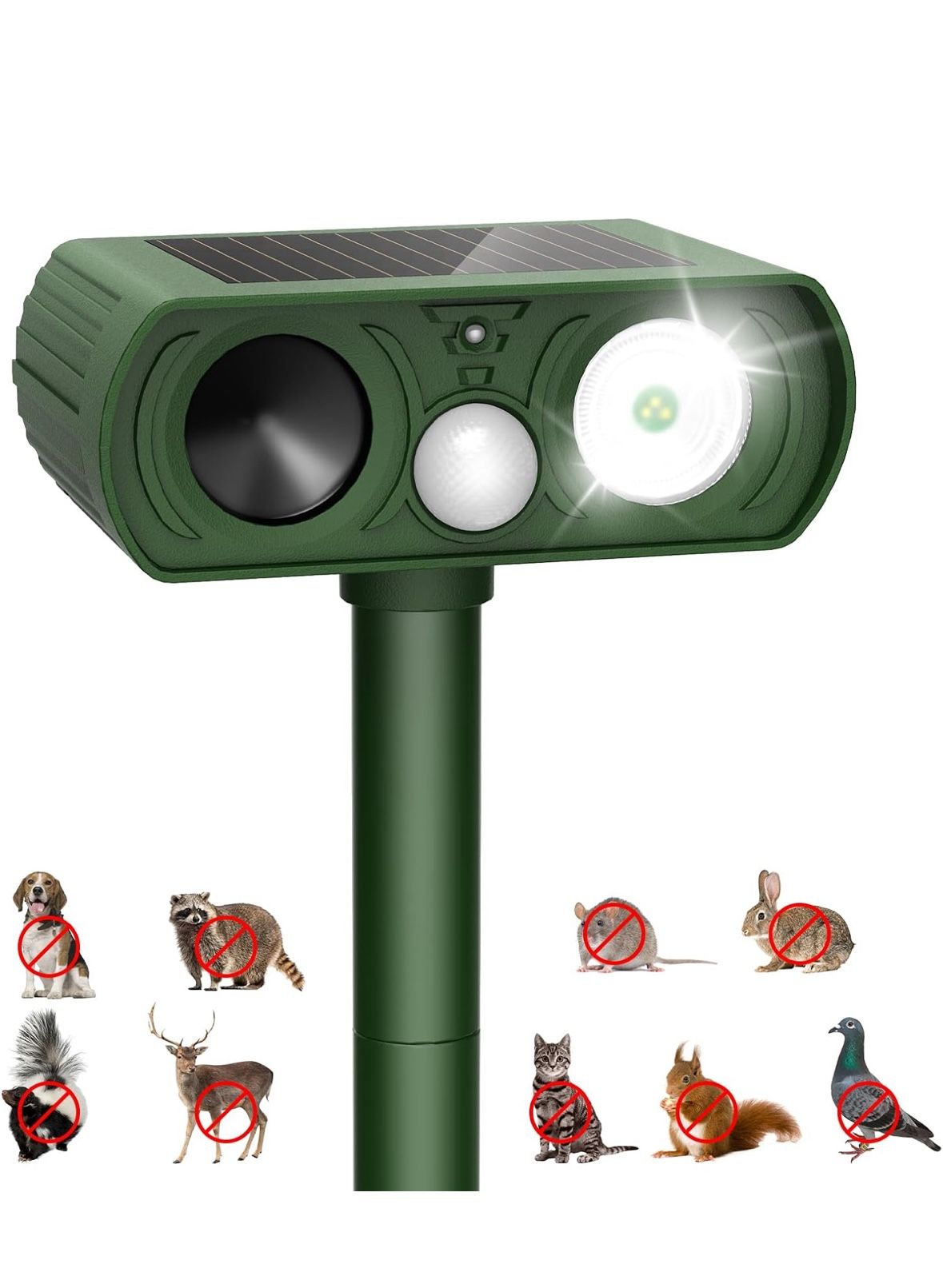 Solar Ultrasonic Animal Repellent Outdoor, Deer Repellent Devices Motion Detection