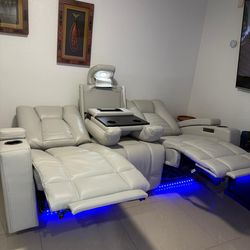 Power Reclining Home Theater Couch / Sofa Set – Like New