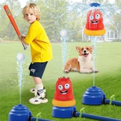 Water Sprinkler Baseball Set for Kids Ages 3+, 3-in-1 with Bat & Balls, Outdoor