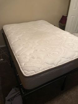 Queen Pillow Top Mattress with Metal Bed Frame