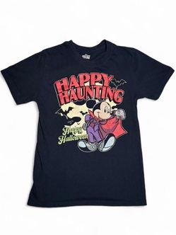 Mickey Mouse Happy Haunting Halloween T-shirt Disney Blue Throwback - Size Small #halloween #mickeymouse #disney      Tags: #emo grunge band tee band 