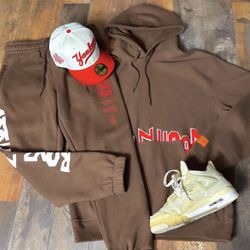 Boyz In The Hood Mocha Brown Tracksuit Sweat Suit Hoodie And Jogger Set