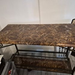 Faux Marble Table & 2 Chairs