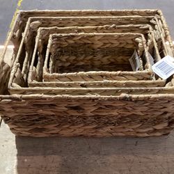 Rectangular Wicker Storage Baskets 