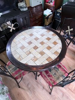 Stone Herringbone Table Set