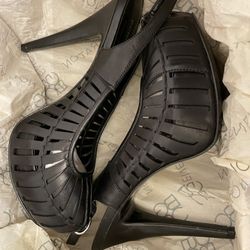 Brand New Black BCBG High Heels. All Vachetta Leather!! 9 1/2