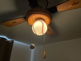 Hunter Baseball 44-in Leather Look Downrod Mount Indoor Ceiling Fan with Light Kit (4-Blade