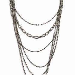 6-Chain Layered Gunmetal Chain Statement Necklace