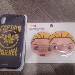 Captain Marvel Toothbrush Holder And IPhone X/XS case Holder Bundle Miniso