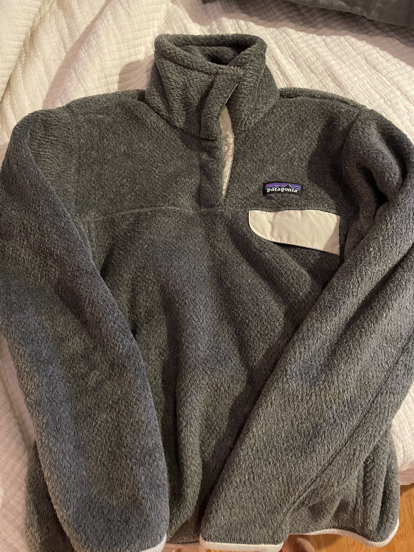 Patagonia Snap T Fleece Pullover - Womens Small (gray/cream) for