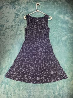 Tommy Hilfiger Womens 6 Navy White Polka Dot Sleeveless Fit Flare Dress