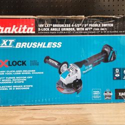 Makita 18V LXT Lithium-Ion Brushless Cordless 4-1/2 in./5 in. Paddle Switch X-LOCK Angle Grinder with AFT, Tool Only