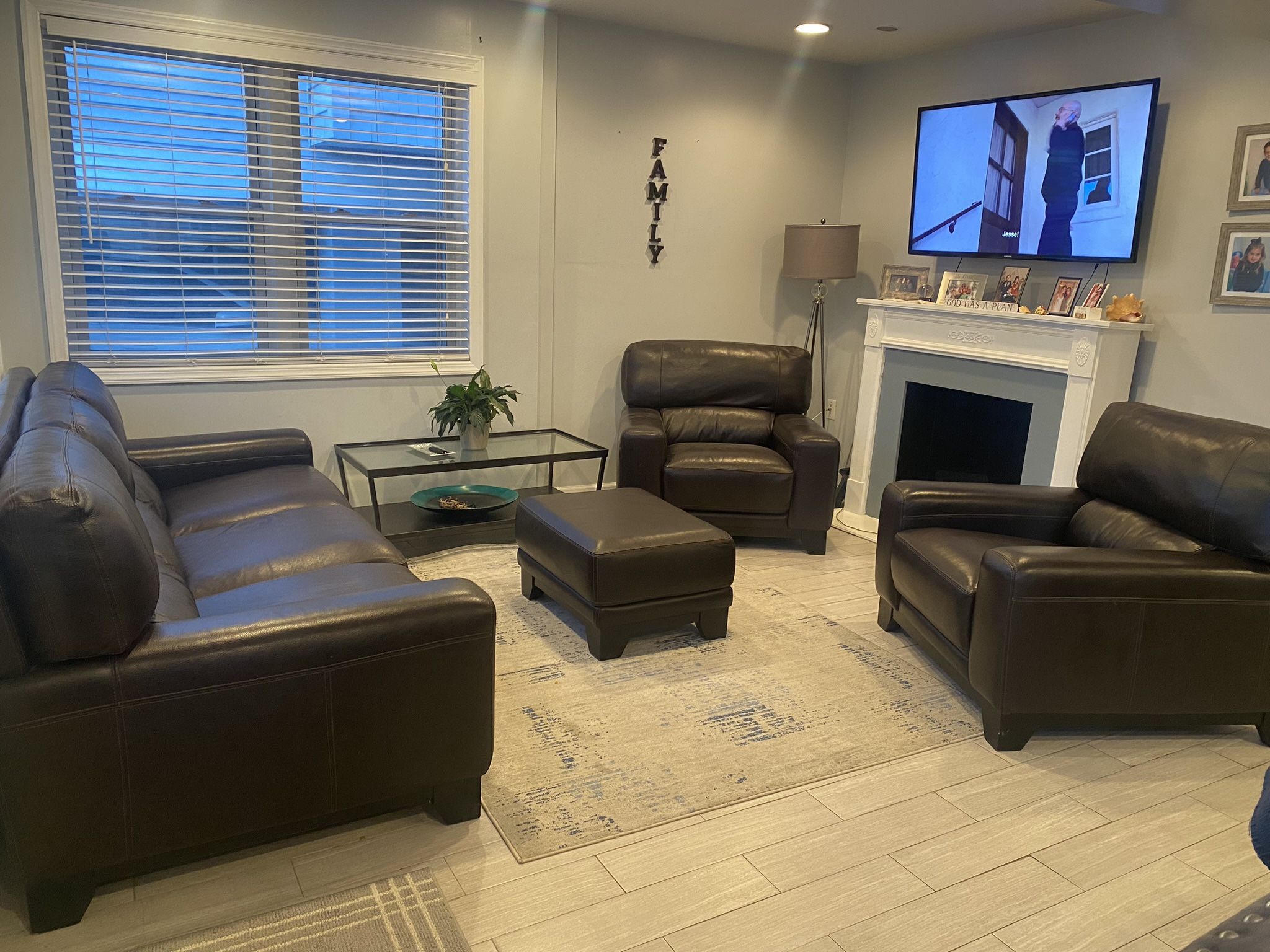Leather Living Room Set - Dark Brown
