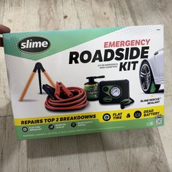 Brand new Slime Emergency Roadside Kit with Tire Inflator, Jumper Cables and Tire Sealant