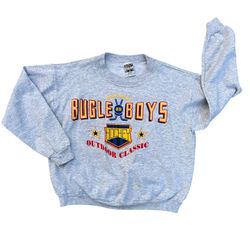 Vintage Bugle Boys Hockey Heathered Gray Pullover Sweater Youth Medium Small