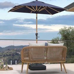 PURPLE LEAF 4' x 6' Market Umbrella Patio Umbrella Outdoor Table Umbrella Aluminum with Push Button Tilt & 8 Sturdy Ribs and Crank Rectangular Outdoor