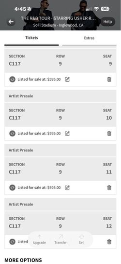 4 Tickets Chris Brown Usher Tickets 11/15