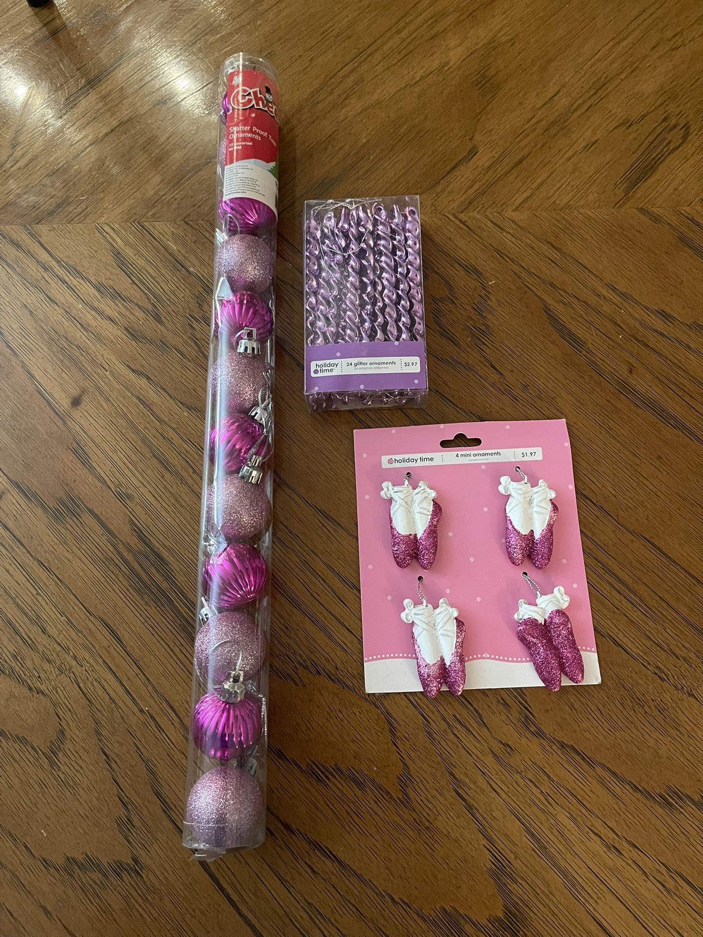 New Pink and Purple Christmas Decor Ornaments - Balls - Baubles - Ballet Slippers - Dangling