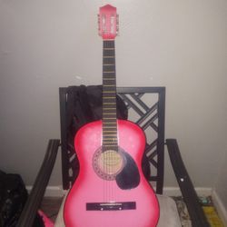 Cutest Pink Crescent Guitar Basically New