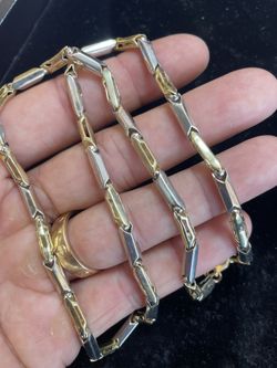 20 Inch Custom Link Two Time 14k Gold Chain