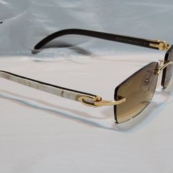 New Cartier Gold White Buffalo Horn Glasses