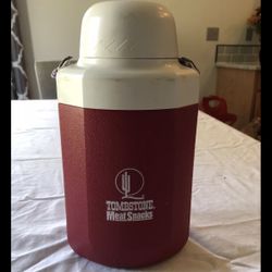 Coleman Thermos “Tombstone Meat Snacks” Red Canteen - 11.5” Tall 